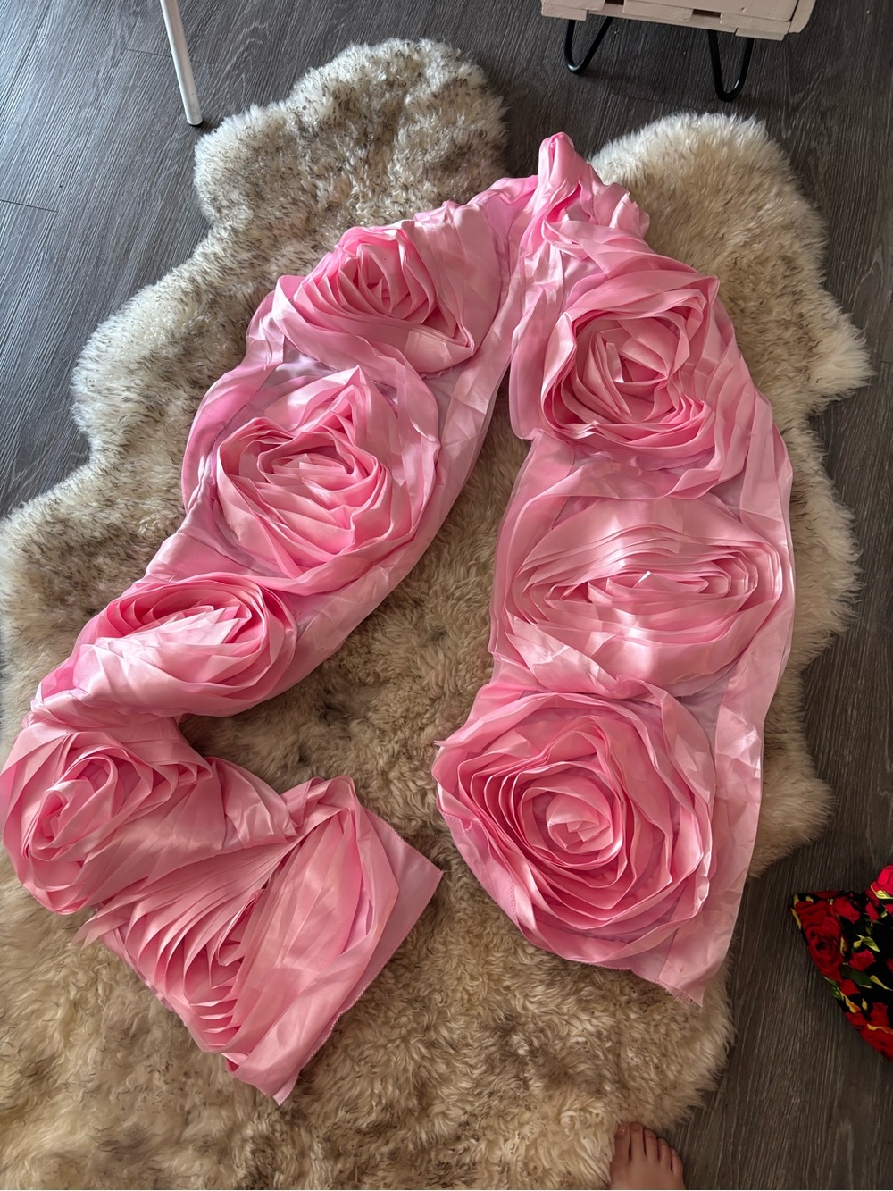 Pink Floral Rosette Scarf - Women Accessories